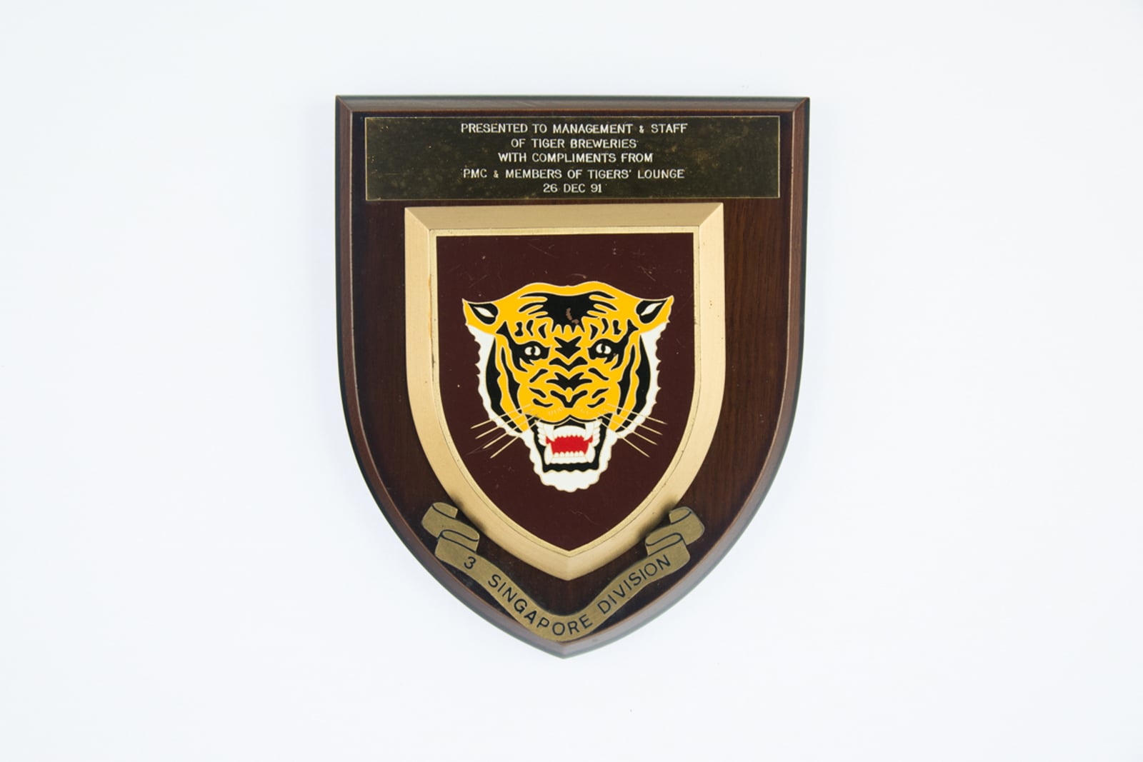 3 Singapore Division Plaque 1991