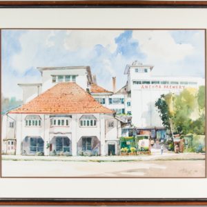 Watercolour painting of Anchor Brewery by Ong Kim Seng, 1986