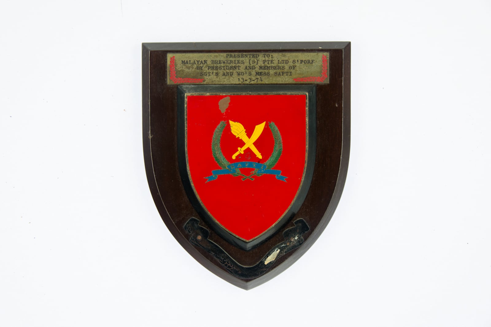SGT'S and WO'S Mess SAFTI Plaque 1974
