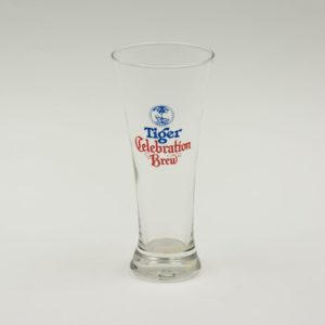 Pilsner glass: Tiger (With blue logo) "Celebration Brew" in red