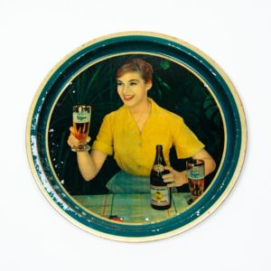 Lady Holding Tiger Beer Serving Tray
