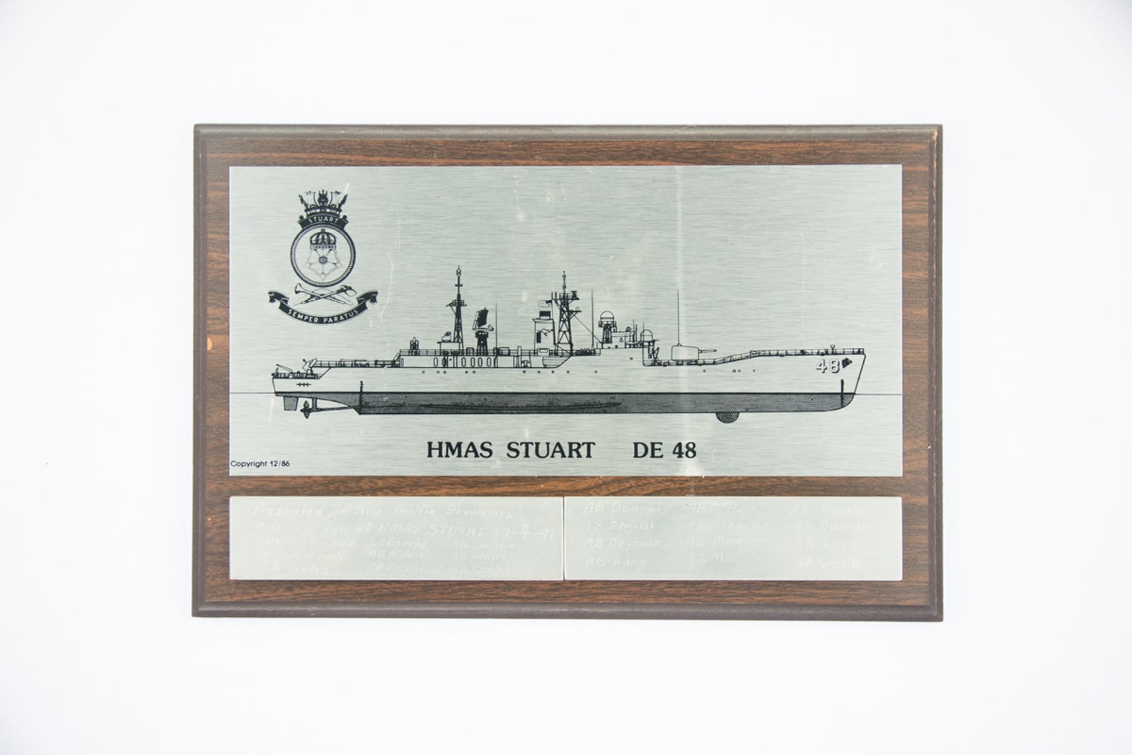 HMAS Stuart DE48 Plaque
