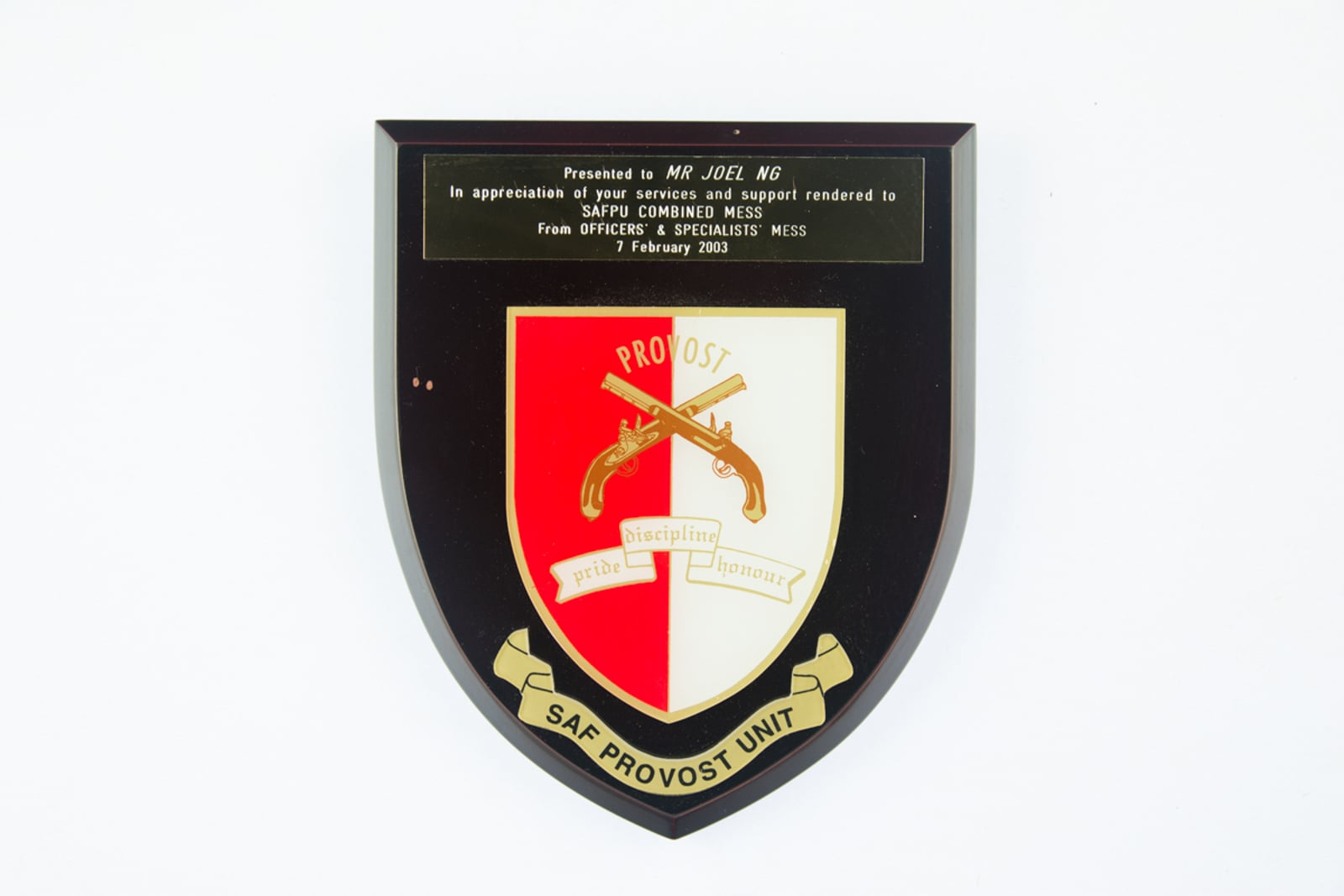 SAF Provost Unit Plaque 2003