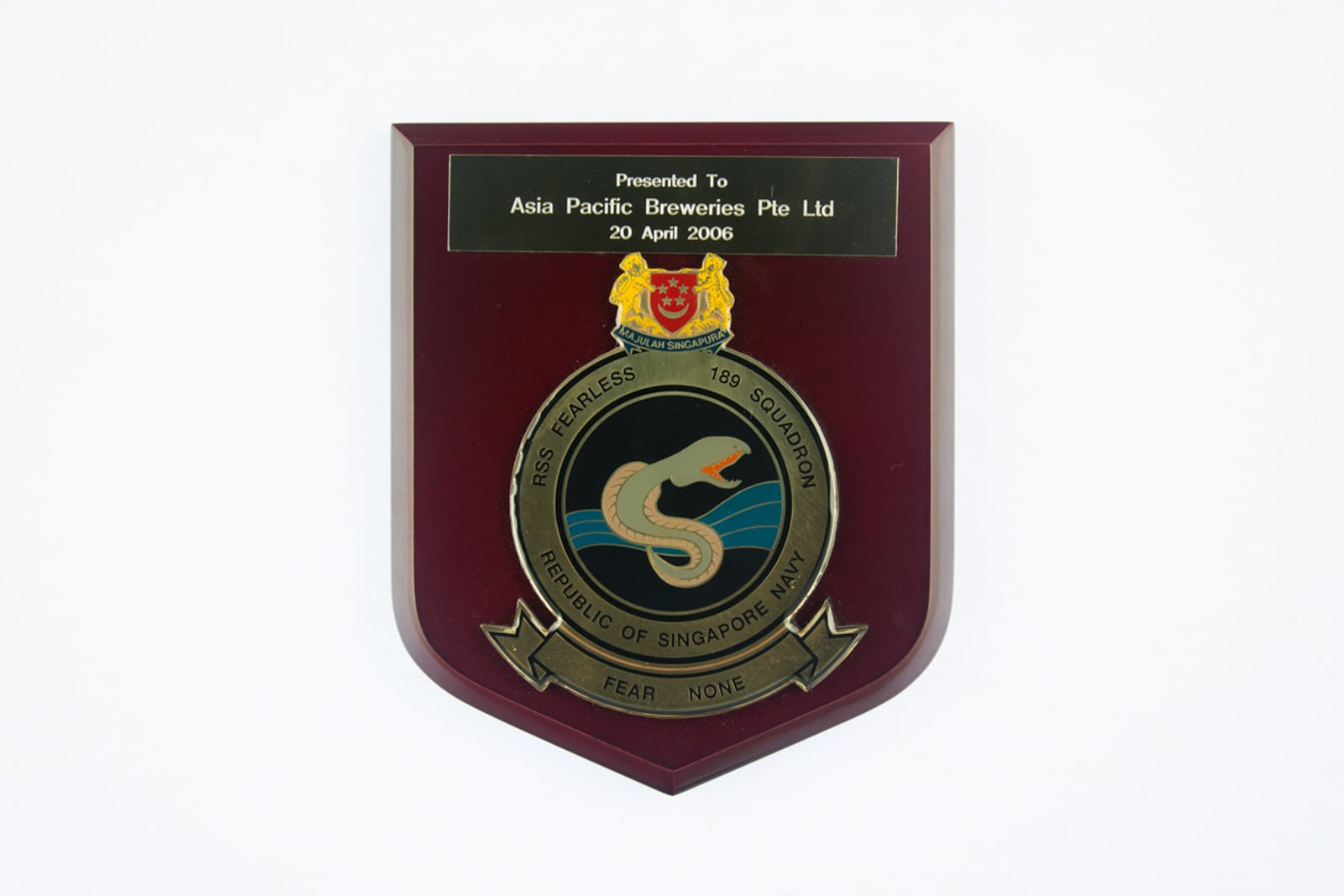 RSS Fearless, 189 Squadron Plaque 2006