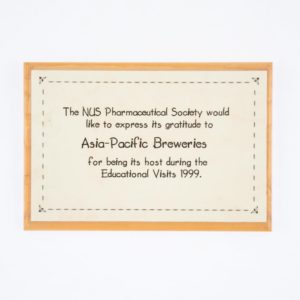 The NUS Pharmaceutical Society Plaque 1999