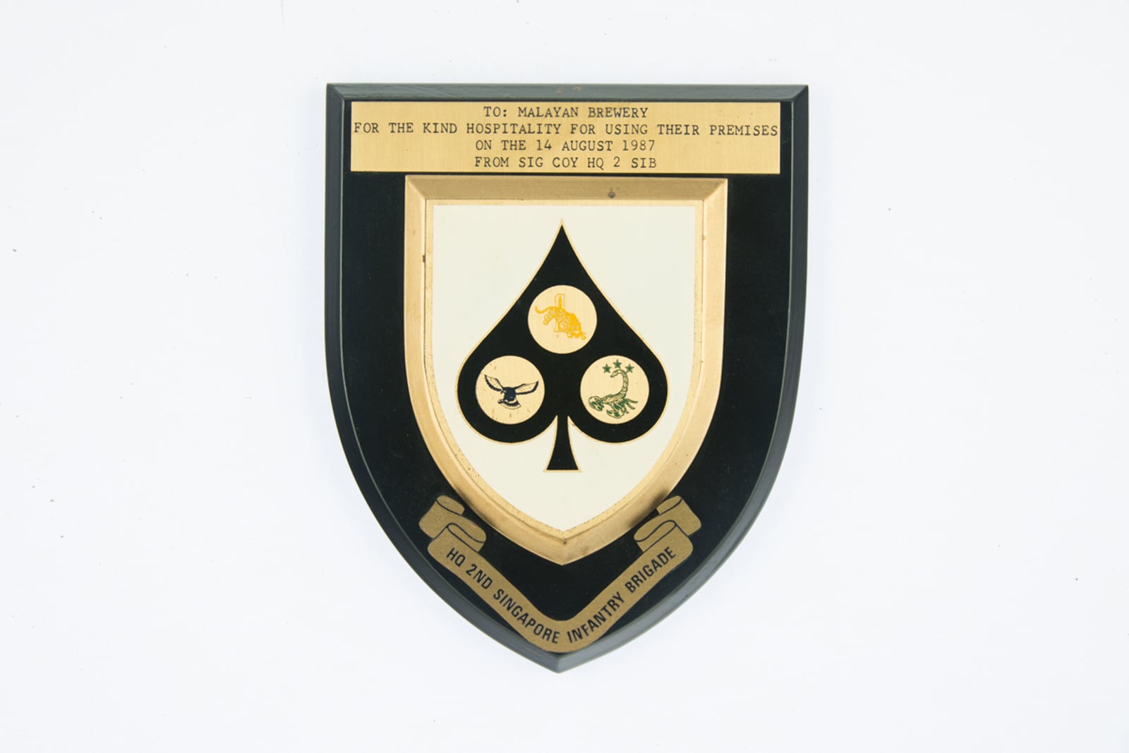 HQ 2nd Singapore Infrantry Brigade Plaque 1987