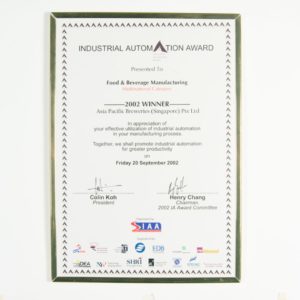 APBS - Winner, Industrial Automation Award Certificate 2002