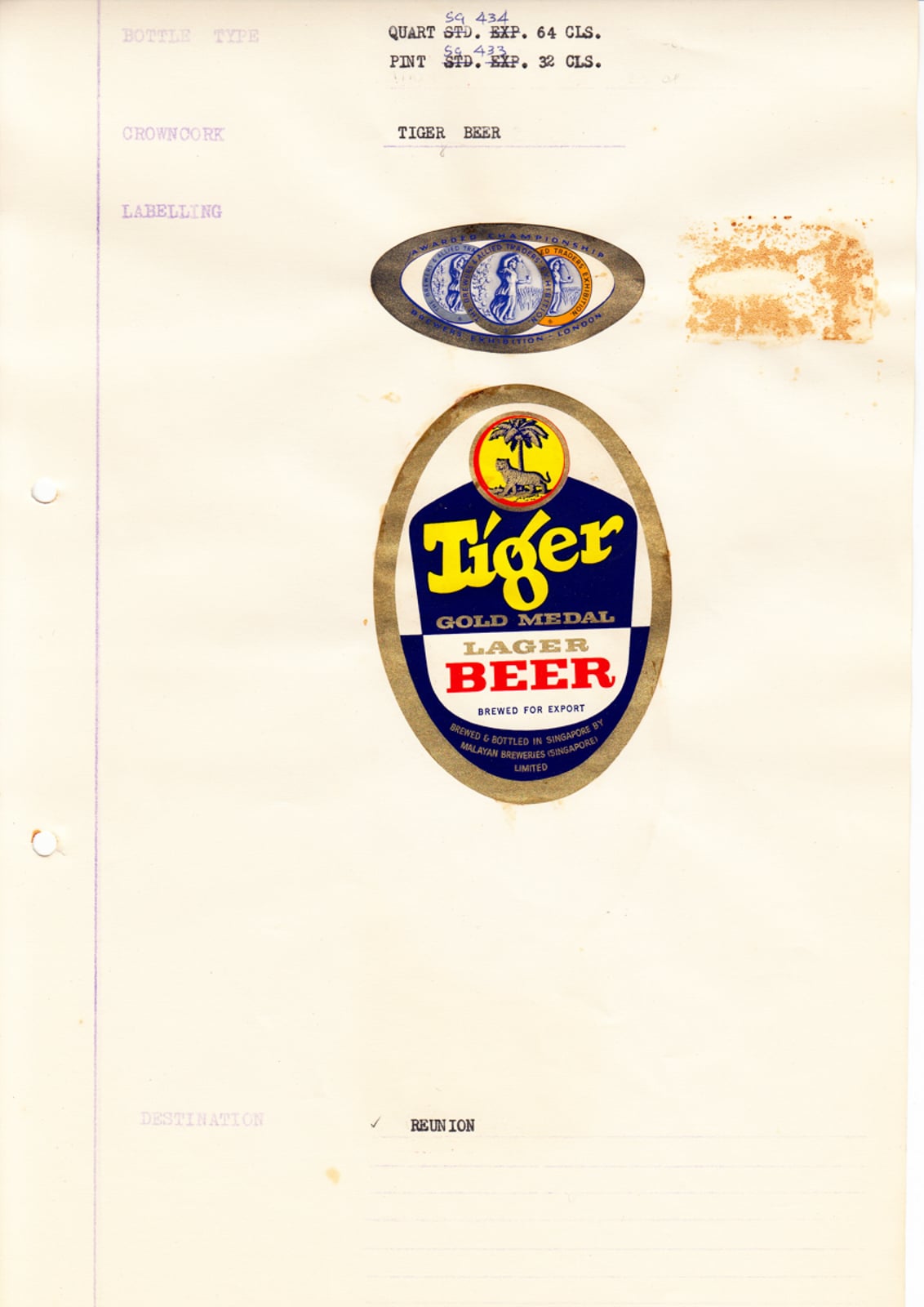 Tiger Beer Reunion Labels