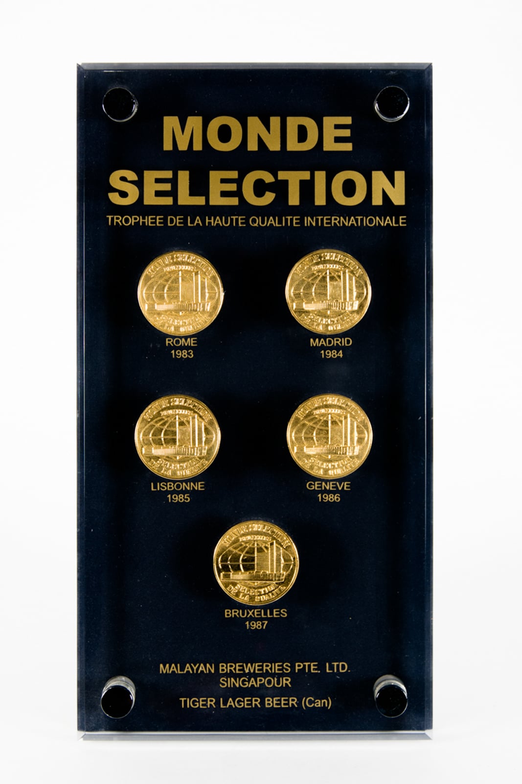 Monde Selection, Tiger Lager Beer (Can) 5 Medals