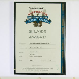 Baron's Strong Brew (Pint) Silver Award, Australian International Beer Awards Certificate 1998
