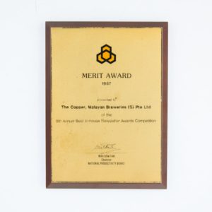 MERIT AWARD Newsletter Awards Plaque 1987