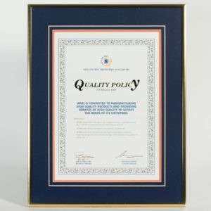 APBS Quality Policy & Statement Certificate 1993
