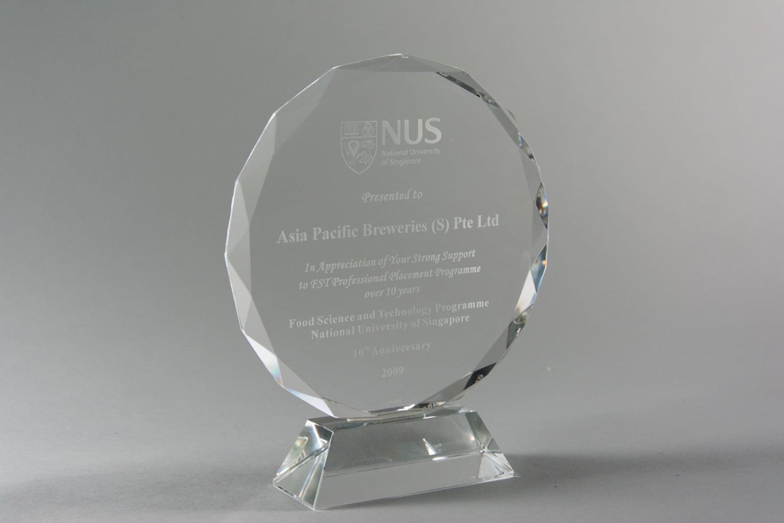 NUS FST Professional Placement Trophy 2009