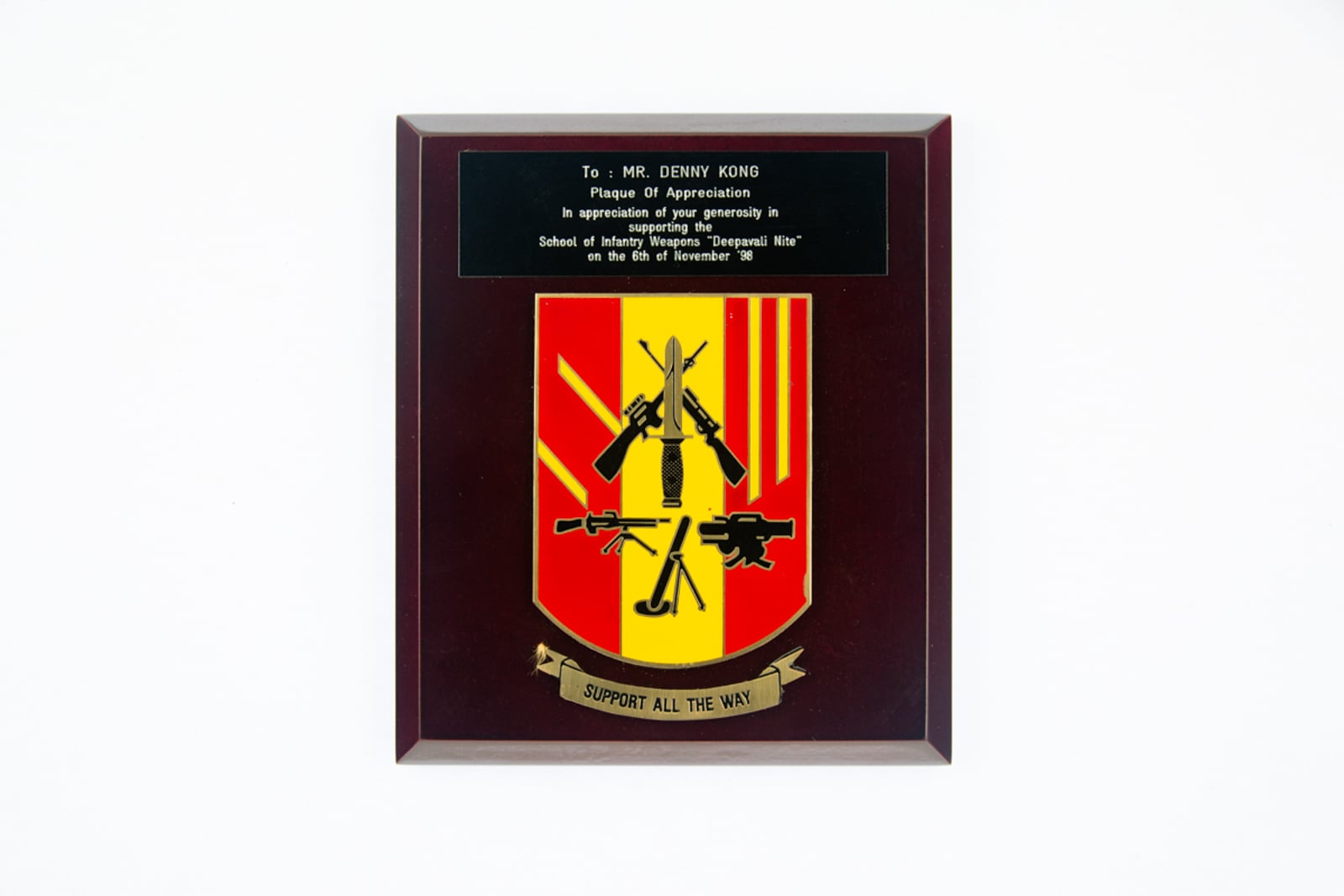 School of Infantry Weapons "Deepavali Nite" Plaque 1998