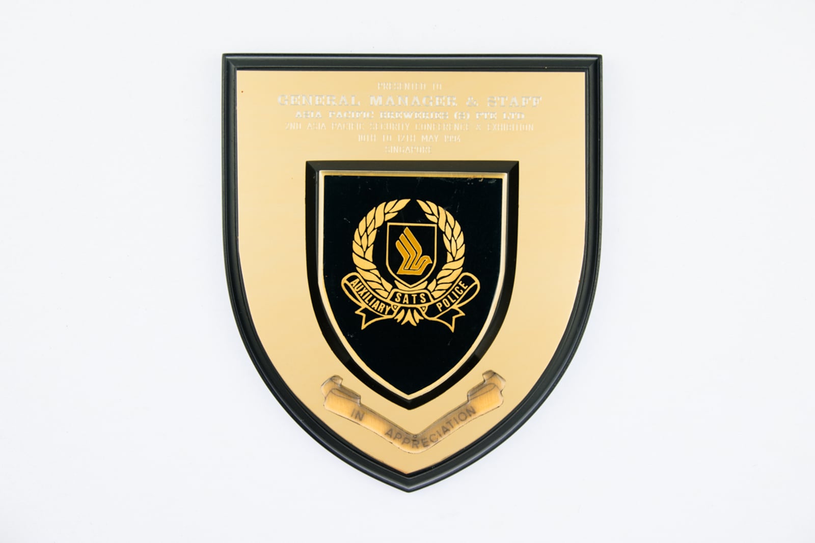 Auxiliary SATS Police Plaque 1994