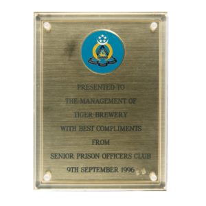 Senior Prison Officers Club Plaque 1996