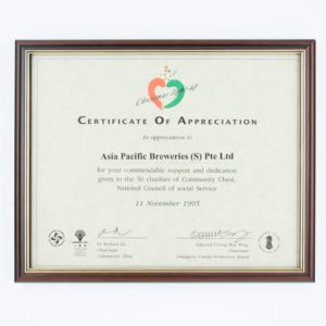 NCSS Certificate of Appreciation Plaque 1995
