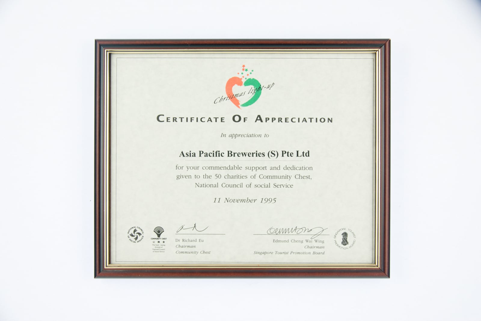 NCSS Certificate of Appreciation Plaque 1995