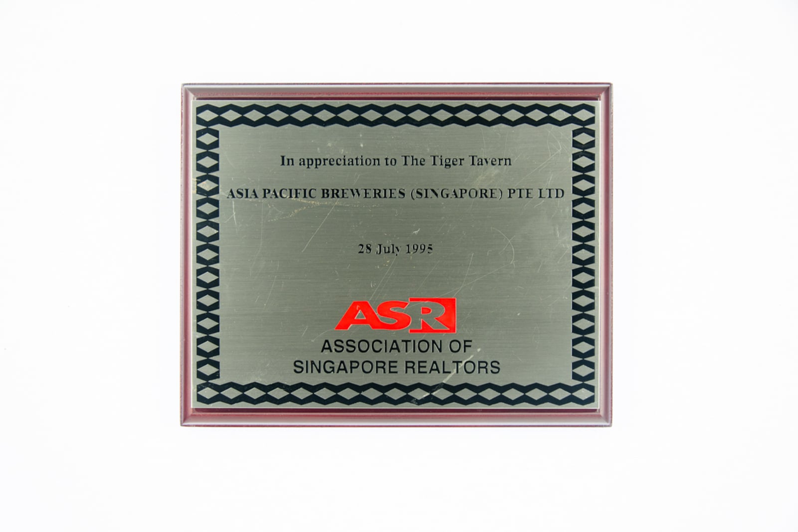 ASR Association of Singapore Realtors Plaque 1995