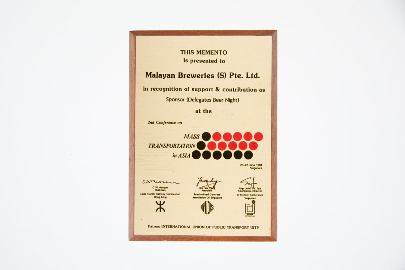 Mass Transportation in Asia Plaque 1984