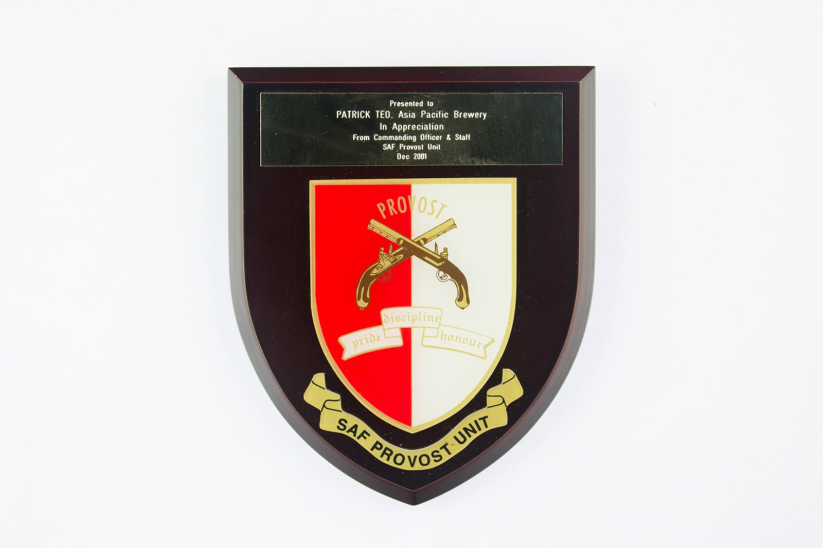 SAF Provost Unit Plaque 2001