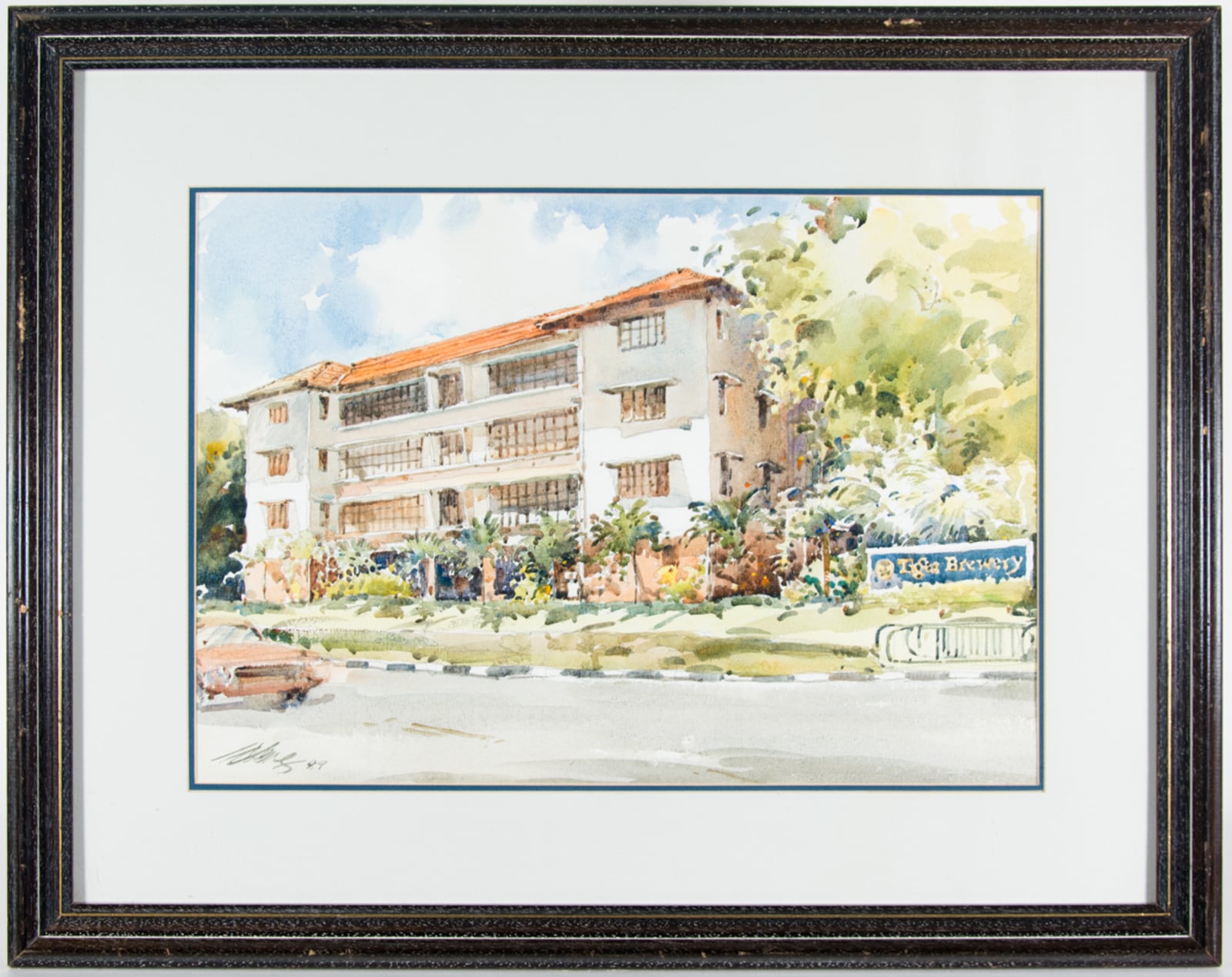 Watercolour painting of Tiger Brewery by Ong Kim Seng, 1987
