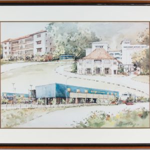 Reproduction of Ong Kim Seng's painting of Tiger Brewery, Anchor Brewery & Tiger Brewery Warehouse, 1990