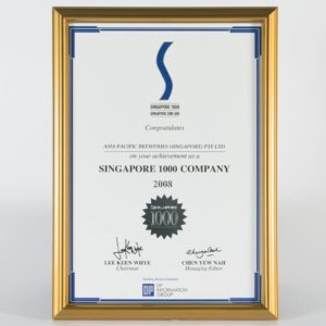 APBS Pte Ltd Singapore 1000 Company, DP Information Group Certificate 2008