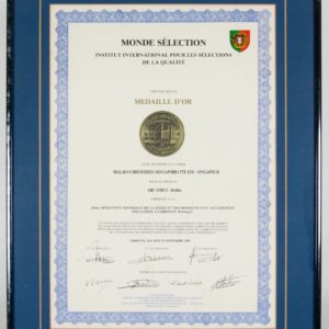 ABC Stout (Bottles) Médaille d'Or, Monde Selection Certificate 1985