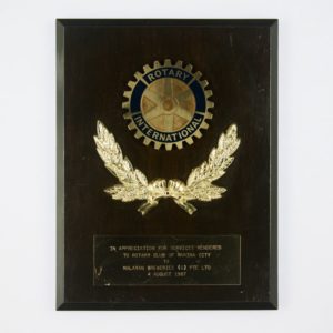 Rotary International Plaque 1987